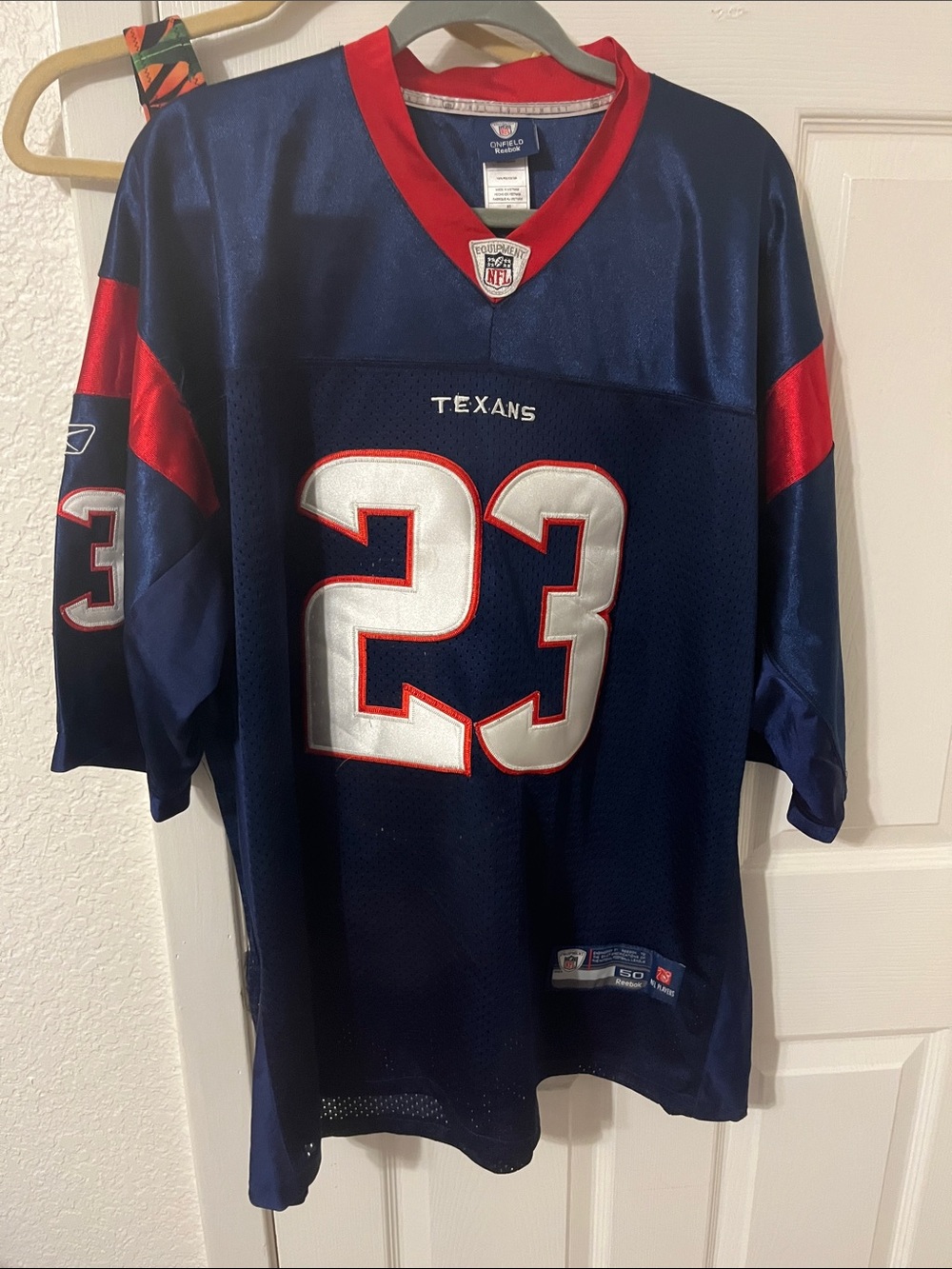 Reebok Navy and Red Texans #23 Football Jersey